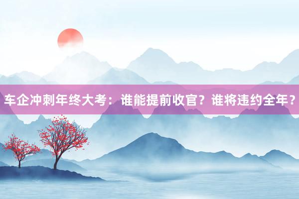 车企冲刺年终大考：谁能提前收官？谁将违约全年？